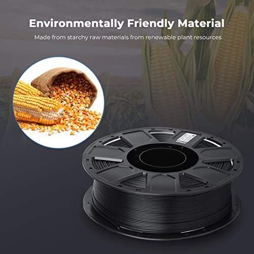 Creality PLA Filament 1.75mm, Ender PLA 3D Printer Filament No-Tangling Without Clogging Smooth Printing No Warping, Fit Most FDM 3D Printers, 1kg Spool, Accuracy +/- 0.02mm, Black