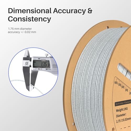 ELEGOO PLA Filament 1.75mm Marble Cement Gray 1KG, Rock Stone 3D Printer Filament Dimensional Accuracy +/- 0.02mm, 1kg Spool(2.2lbs) Fits for Most FDM 3D Printers