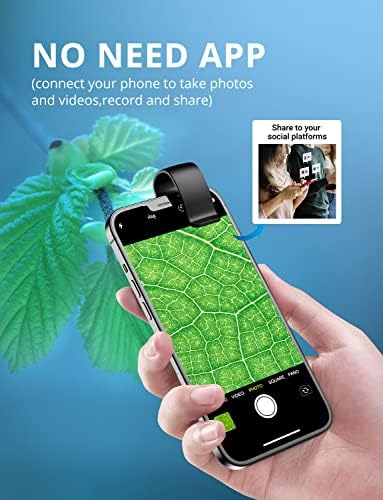 200X Phone Mini Pocket Microscope with LED Light/Universal Clip, Nano Zoom Portable Digital Microscope Camera Attachments for 99% Smartphone, Microworld for Kids Adults(Black 200X with CPL)