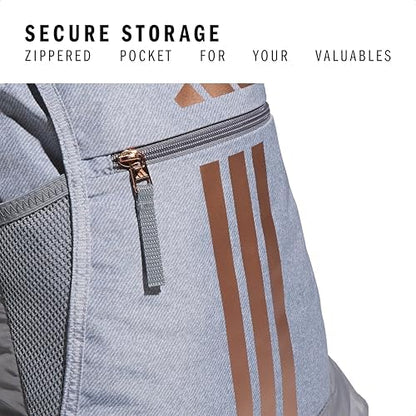 adidas Alliance Sackpack, Drawstring Backpack, Lightweight Small Gym Bag for Women and Men, Twill Grey/Rose Gold/Grey, One Size