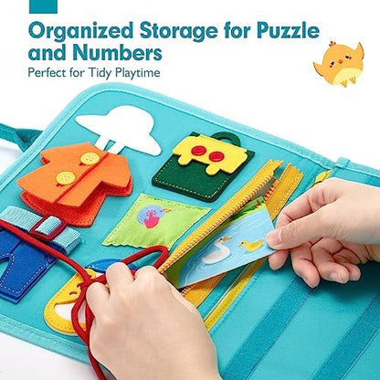 hahaland Busy Board for Toddlers Girls Montessori Toys for 3+ Year Old Farm Animals Preschool Learning Activities Toddler Travel Toys for 3+