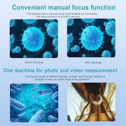 Trinocular Microscope 40X-5000X Magnification Microscope for Adults, Laboratory Grade with Dual Mechanical Stage and HD USB Camera
