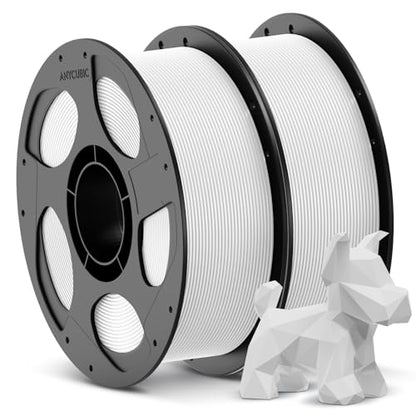 ANYCUBIC 3D Printer Filament PLA Bundle, PLA Filament 1.75mm Dimensional Accuracy +/- 0.02mm, 1KG Reusable Spool, 2KG White