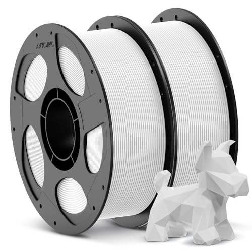 ANYCUBIC 3D Printer Filament PLA Bundle, PLA Filament 1.75mm Dimensional Accuracy +/- 0.02mm, 1KG Reusable Spool, 2KG White