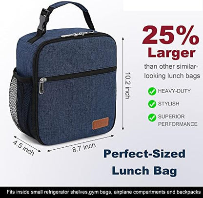 Femuar Lunch Box for Men Women Adults Small Lunch Bag for Office Work Picnic - Reusable Portable Lunchbox, Blue