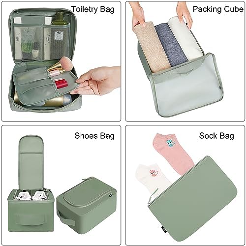 BAGAIL 8 Set Packing Cubes Luggage Packing Organizers for Travel Accessories-Matcha Green