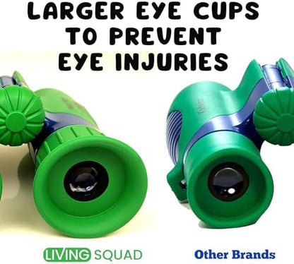 Kids Binoculars 8x21- Kids Gift Aged 3-12, Shock Proof Compact Binoculars for Child Set- Neck Strap, Compass, Carabiner, Case- High-Resolution Optics Boy & Girl Gift Toy for Bird Watching, Camping