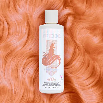 Arctic Fox Semi-Permanent Hair Dye, Vegan & Cruelty-Free, Ammonia-Free, Conditioning, Long Lasting, Pastel Peach Prosecco Color for Platinum Hair, 8 Fl Oz