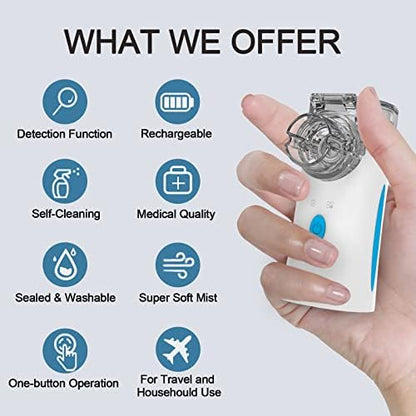 Ultrasonic Nebulizer - Nebulizers, Rechargeable Nebulizer Machine for Adults and Kids, Portable Nebulizer with Two Modes & Self-Cleaning Function for Breathing Problems