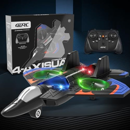 4DRC V32 Foam RC Planes Remote Control Airplanes for Kids Adults 8-16, RC Drone Airplane Helicopter Fighter Jet with Light, 360° Flip, Stunt Roll, Airplane Toy Gifts for Kids Boys Adults Beginners