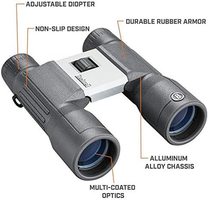 Bushnell PowerView 2 Binoculars, High-Definition Binoculars with Multi-Coated Lenses, Durable Aluminum Alloy Chassis, Wide Field of View, Ideal for Wildlife Observation, Hiking and Sporting Events