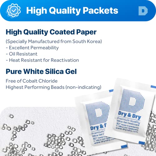 Dry & Dry 5 Gram [500 Packets] Silica Gel Packets Silica Gel Desiccants, Silica Gel Packs - Rechargeable (Food Safe) Silica Gel Packets, Silica Packets