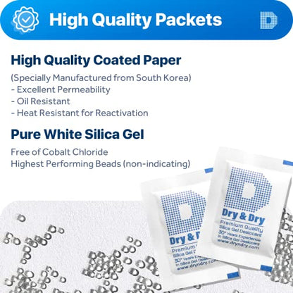 Dry & Dry 5 Gram [500 Packets] Silica Gel Packets Silica Gel Desiccants, Silica Gel Packs - Rechargeable (Food Safe) Silica Gel Packets, Silica Packets