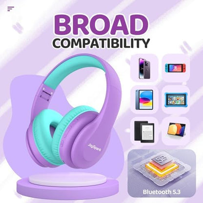 Kids Bluetooth Headphones, Lightweight Wireless Headphones for Kids, 85/94dB Volume Limited, 60 Hours Playtime, Bluetooth 5.3, Over-Ear Toddler Headsets with Built-in Mic-Purple