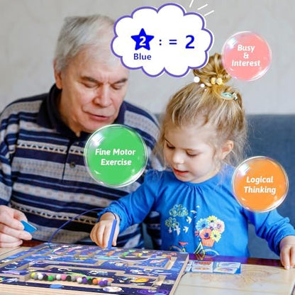 Magnetic Color and Number Maze - Montessori Toys for 3+ Year Old - Wooden Color Matching Learning Counting Puzzle Board -Toddler Activities Fine Motor Skills Toys for Boys Girls 3 4 5 Years Old