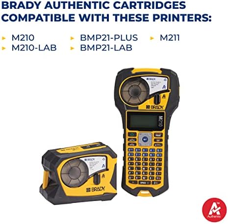 Brady Authentic (M21-250-595-YL) All-Weather Vinyl Label for Indoor/Outdoor ID, Lab and Equipment Labeling, Black on Yellow- For M210, M210-LAB, M211, BMP21-PLUS and BMP21-LAB Printers, .25" W, 21' L