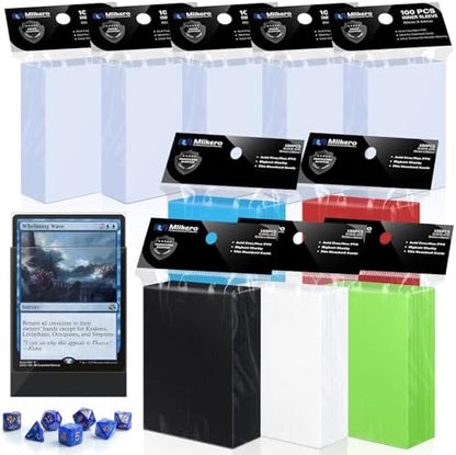 1000 Pack Card Sleeves, 500 Matte Trading Card Sleeve and 500 Inner Sleeves Ideal for Double-Sleeving, Fit for MTG, TCG and Game Cards (5 Colors)