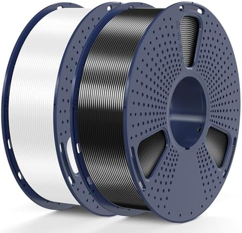 SUNLU 3D Printer Silk Filament,Shiny Silk PLA Filament 1.75mm, Smooth Silky Surface, Great Easy to Print for 3D Printers, Dimensional Accuracy +/- 0.02mm, Silk Black +Silk White 2KG