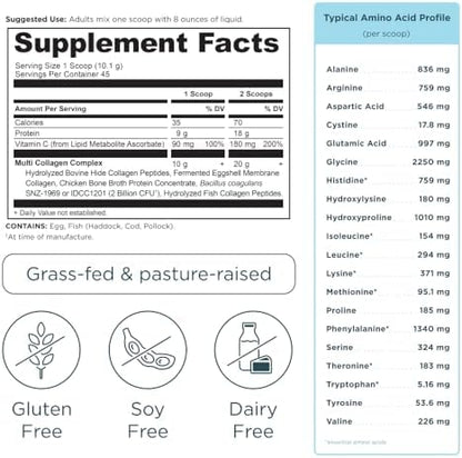 Ancient Nutrition Collagen Powder Protein with Probiotics, Unflavored Multi Collagen Protein with Vitamin C, 45 Servings, Hydrolyzed Collagen Peptides Supports Skin and Nails, Gut Health, 16oz