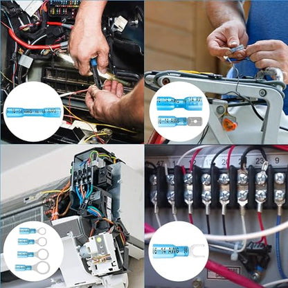 Kuject 540PCS Heat Shrink Wire Connectors Kit, Electrical Waterproof Crimp Butt Terminals, Insulated Spade Connectors for Automotive Marine Boat Truck, Include Rings Forks Spade Butt Splices