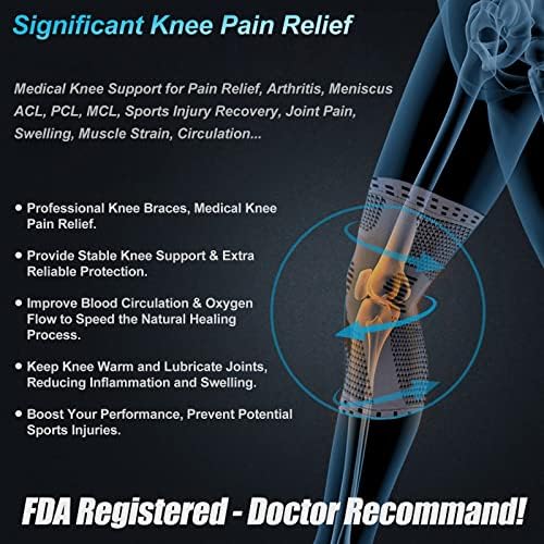 NEENCA Professional Knee Brace for Pain Relief, Medical Knee Support with Patella Pad & Side Stabilizers, Compression Knee Sleeve for Meniscus Tear, ACL, Joint Pain, Runner, Workout - FSA/HSA Eligible
