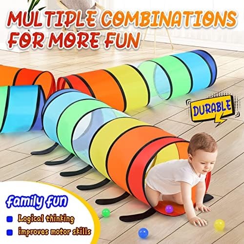 Moncoland Kids Play Tunnel Tent for Toddlers, Pack of 2 Colorful Pop Up Crawl Tunnel Toy Baby or Pet, Collapsible Gift Boy and Girl Tunnel Indoor Outdoor Game