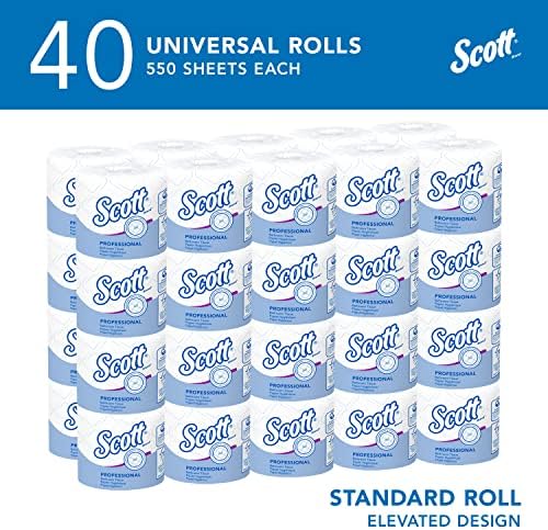Scott Professional Standard Roll Bulk Toilet Paper (48040), 2-Ply, Elevated Design, White, Individually Wrapped (40 Rolls of 550 Sheets, 22,000 Sheet Total)