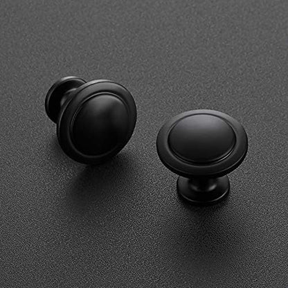 Ravinte 30 Pack 1-1/4 inch Matte Black Zinc Euro-Style Cabinet Knobs, Drawer Pulls & Door Handles
