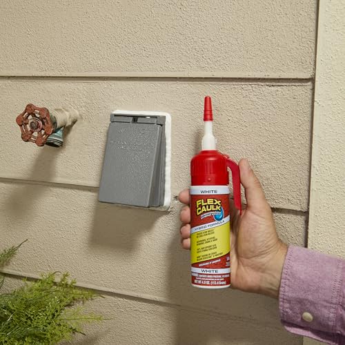 Flex Caulk, Waterproof & Weatherproof Hybrid Polymer Sealant, Strong, Paintable, Indoor, Outdoor, Bath, Shower, Sink, Window, Baseboards, Door, RV, Roof, Wood, Auto & Marine, White, 4 oz, 1-Pack