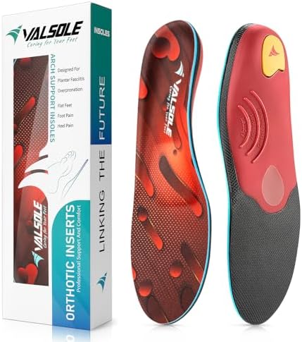 VALSOLE Heavy Duty Support Pain Relief Orthotics - 220+ lbs Plantar Fasciitis High Arch Support Insoles for Men Women, Flat Feet Orthotic Insert, Work Boot Shoe Insole, Absorb Shock with Every Step