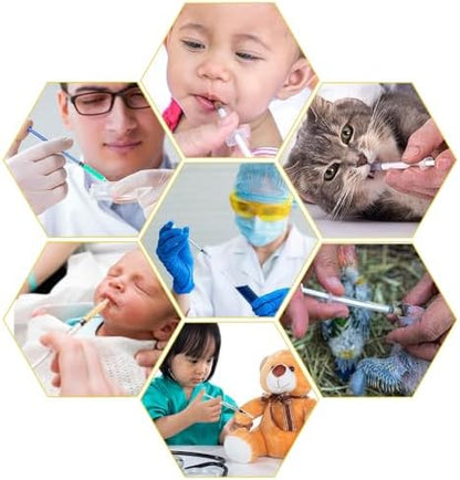 150 Pcs 1ml Syringes with Caps Oral Dispenser Individually Sterile Warpped for Medicine Dropper, Colostrum Collect Feeding Pets, Liquid