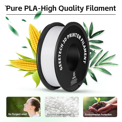 Geeetech 3D Printer Filament, PLA Filament 1.75mm Bundle 2kg for 3D Printer,Dimensional Accuracy +/- 0.02 mm (White 2-Pack)