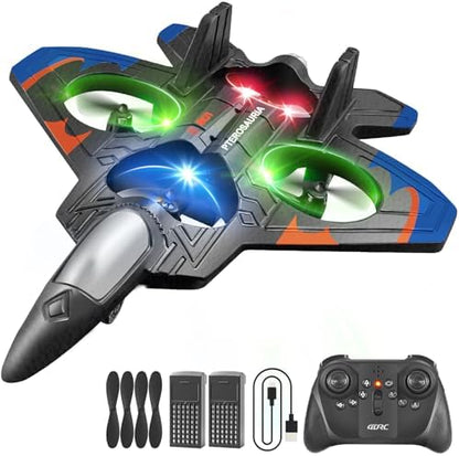4DRC V32 Foam RC Planes Remote Control Airplanes for Kids Adults 8-16, RC Drone Airplane Helicopter Fighter Jet with Light, 360° Flip, Stunt Roll, Airplane Toy Gifts for Kids Boys Adults Beginners