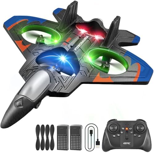 4DRC V32 Foam RC Planes Remote Control Airplanes for Kids Adults 8-16, RC Drone Airplane Helicopter Fighter Jet with Light, 360° Flip, Stunt Roll, Airplane Toy Gifts for Kids Boys Adults Beginners