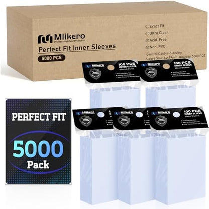 5000 Pack Card Sleeves, Perfect Fit Inner Sleeves Ideal for Double-Sleeving, Trading Card Sleeve Compatible with MTG, TCG, Gaming Cards