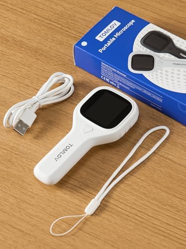 TOMLOV P10 Evo Handheld Close-Up Coin Microscope with 2" IPS Screen: 20X LED Lighted Trichome Magnifier for Adults, Portable Jewelers Loupe, STEM Kids Microscope, Windows/macOS Compatible, White