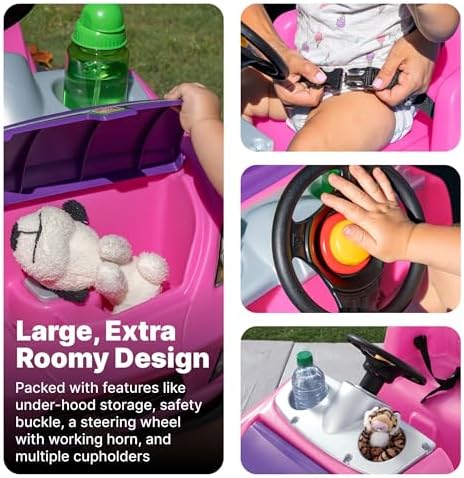 Step2 Whisper Ride II Ride On Push Toy Car, Pink – Ride On Car with Included Seat Belt, Easy Storage and Transport, Makes a Great Stroller Alternative