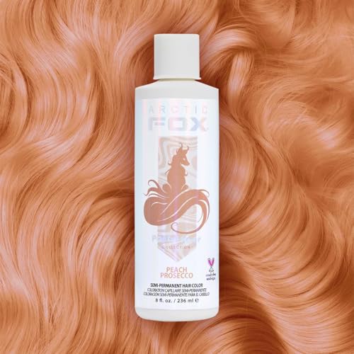 Arctic Fox Semi-Permanent Hair Dye, Vegan & Cruelty-Free, Pastel Peach Prosecco, Ammonia-Free, Conditioning Color for Platinum Hair, 8 Fl Oz (Pack of 2)