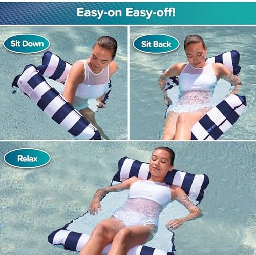 Aqua 4-in-1 Monterey Hammock Pool Float & Water Hammocks, 1-2-3-4 Multipacks – Multiple Colors/Styles – for Adults and Kids Floating