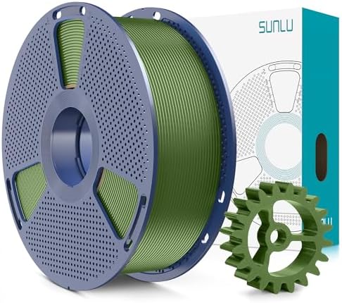 SUNLU PLA+2.0 3D Printer Filament, Upgrade PLA+ Filament 1.75mm, Tougher and Stronger, Neatly Wound PLA Plus Filament, Dimensional Accuracy +/-0.02mm, 1KG Spool(2.2lbs), Olive Green