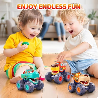 Car Toys for 1 Year Old Boy Gifts, Pull Back Monster Truck Toy Cars for Toddlers 1-3, 1 2 3 One Year Old Boy Birthday Gift 1st Vehicles Kids Stocking Stuffers Toddler Baby Boys Toys 12-18 Months