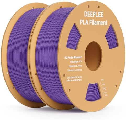 DEEPLEE PLA 1.75mm 3D Printer Filament, Dimensional Accuracy +/- 0.02mm, Neatly Wound, No Clogging, Vacuum Package, Fits for Most FDM 3D Printers, 2 Pack 1kg Purple