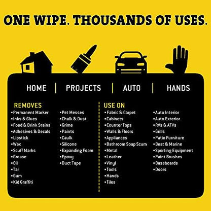 Tub O' Towels Heavy-Duty Multi-Surface Cleaning Wipes, 7" x 8", 40 Count Canister, Removes Grease, Grime, Tough Stains, Durable Disposable White Wipes for Home, Garage, Outdoor Cleaning Tasks, 2-Pack