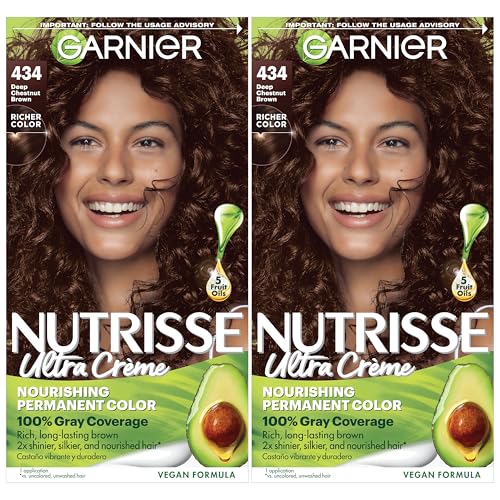 Garnier Hair Color Nutrisse Nourishing Creme, 434 Deep Chestnut Brown (Chocolate Chestnut) Permanent Hair Dye, 2 Count (Packaging May Vary)