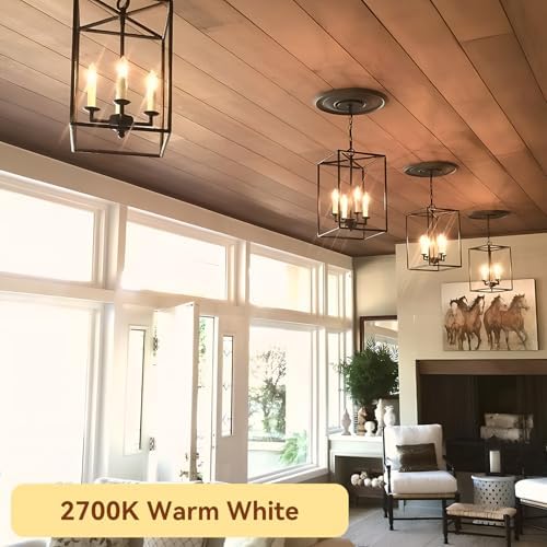 TJOY LED Candelabra Bulbs Dimmable, 60W Equivalent Chandelier Light Bulb, E12 Small Base, 4.5W 2700K Soft Warm White, B11 Vintage Filament Clear Glass Candle Light for Ceiling Fan Chandeliers, 12Pack