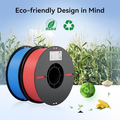 Creality PLA Filament 1.75mm PLA 3D Printer Filament, 2kg Cardboard Spool (4.4lbs), Dimensional Accuracy +/- 0.02mm, Fit Most FDM Printer (Red & Red 2-Pack)