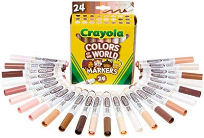 Crayola Colors of the World Markers - 6 Pack (24ct), Bulk Skin Tone Marker Set for Kids, Art Marker, Classroom Must Have, Ages 3+