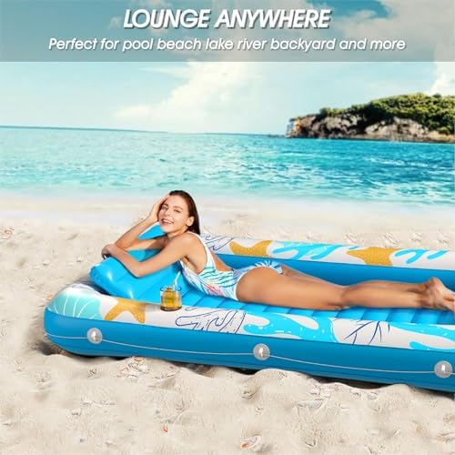 Inflatable Tanning Pool Lounger Float - Jasonwell 4 in 1 Sun Tan Tub Sunbathing Pool Lounge Raft Floatie Toys Water Filled Tanning Bed Mat Pad for Adult Blow Up Kiddie Pool Kids Ball Pit Pool