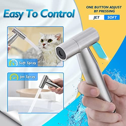 Handheld Bidet Sprayer for Toilet, Jet Sprayer for Toilet Muslim Shower, Adjustable Cloth Diaper Sprayer Bidets for Attachment Toilet with Bidet Hose for Feminine Wash