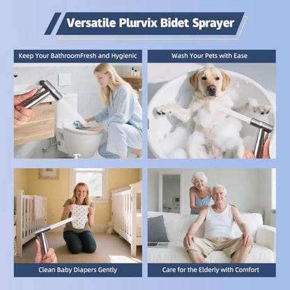Handheld Toilet Bidet Sprayer for Toilet-Adjustable Water Pressure Control with Bidet Hose for Feminine Wash, Stainless Steel Brushed Nickel Cloth Diaper for Baby Wash (Stainless Steel, 1)